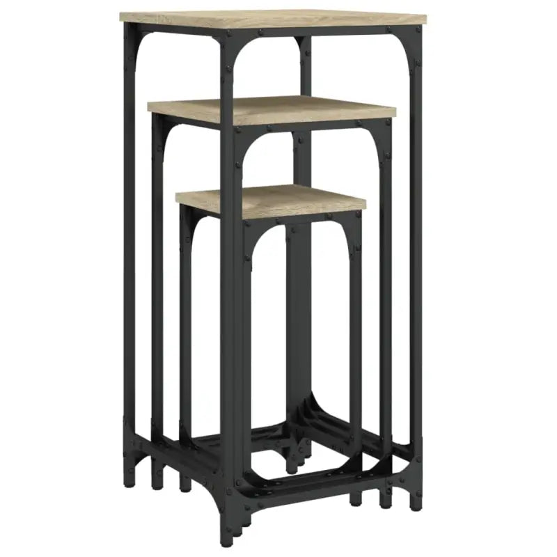 Bewerk hout bijzettafels met metalen frame voor kleine ruimtes - Bijzettafels