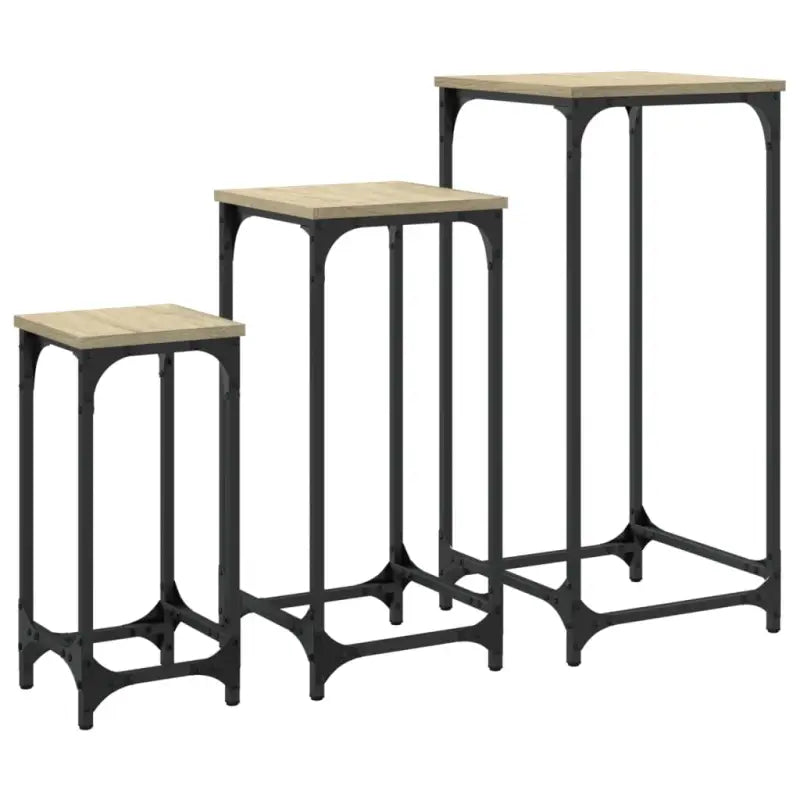 Bewerk hout bijzettafels met metalen frame voor kleine ruimtes - Bijzettafels