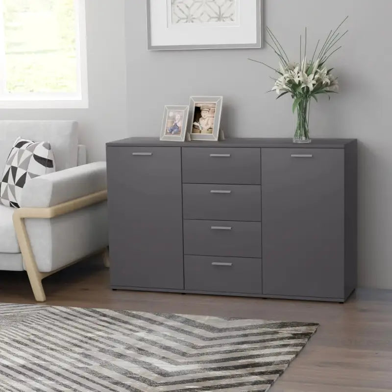 Bewerk hout dressoir met minimalistisch ontwerp en praktische opbergruimte - Grijs / 1 - Dressoirs & buffetkasten