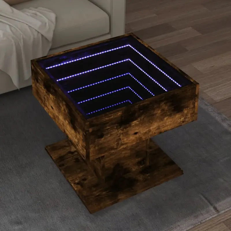 Bewerk hout salontafel met LED-Infinity Spiegel voor elke ruimte - Gerookt eiken / 1 / 50 cm - Salontafels