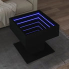 Bewerk hout salontafel met LED-Infinity Spiegel voor elke ruimte - Zwart / 1 / 50 cm - Salontafels