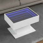 Bewerk hout salontafel met LED-Infinity Spiegel voor elke ruimte - Wit / 1 / 70 cm - Salontafels