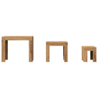 Bewerk hout salontafelset met grote en kleine tafels voor beperkte ruimte - Salontafels