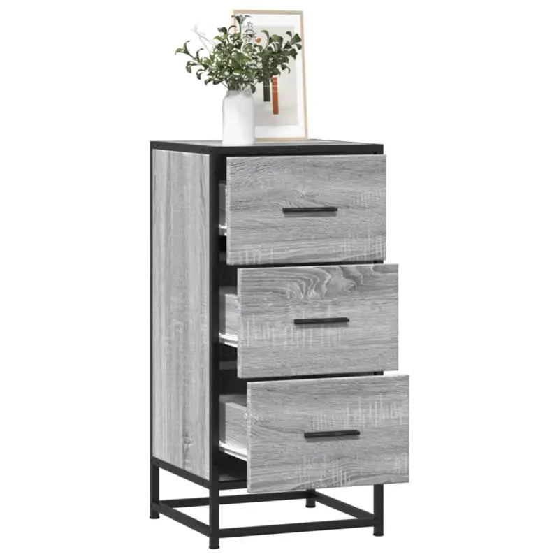 Bewerkt hout dressoir in grijs sonoma met industrieel metalen frame - Dressoirs & buffetkasten