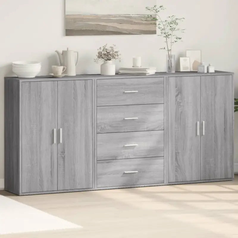 Bewerkt hout dressoir voor een trendy en praktische kamer inrichting - Grijs sonoma / 1 - Dressoirs & buffetkasten