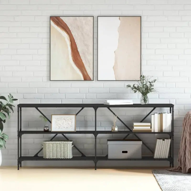 Beyzetafel grijs Sonoma eiken met verstelbare poten van bewerkt hout - Zwart / 1 / 180 cm - Bijzettafels