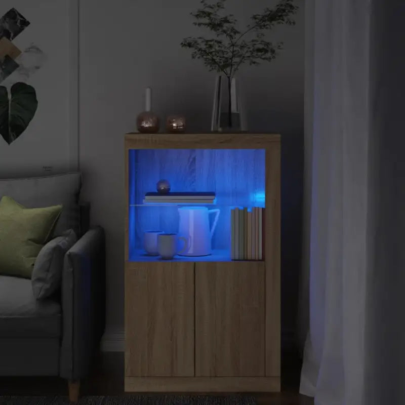 Bijzetkast met RGB LED-verlichting van bewerkt hout - Sonoma eiken / 1 - Opbergkasten & lockerkasten