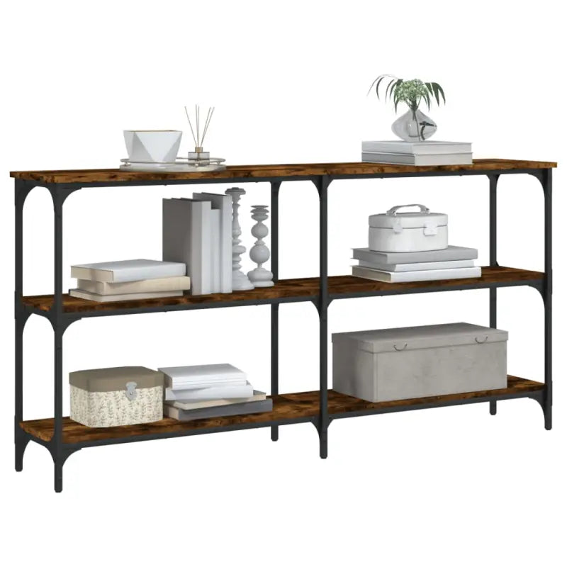 Bijzettafel met bewerkt hout en metalen frame met verstelbare poten - Bijzettafels