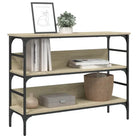 Bijzettafel met bewerkt hout en metalen frame met verstelbare poten - Bijzettafels