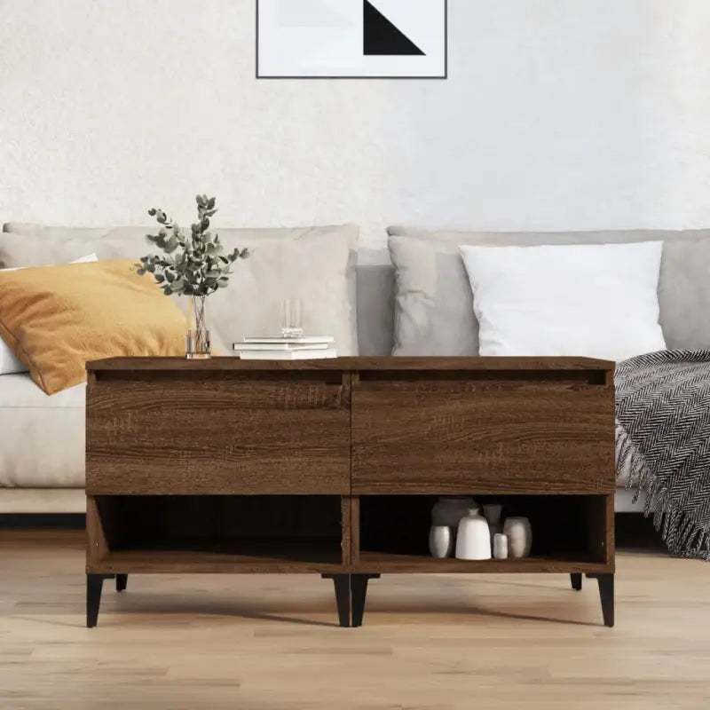 Bijzettafel met bewerkt hout voor een industriële woonkamer stijl - bruin eikenkleur / 2 - Bijzettafels