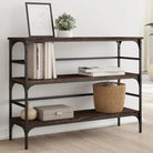 Bijzettafel met metalen frame en bewerkt hout voor elegantie - bruin eikenkleur / 1 - Bijzettafels