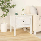Bijzettafel van massief grenenhout voor praktische en stijlvolle opbergruimte - Wit / 50 x 50 x 49 cm / 1 - Bijzettafels