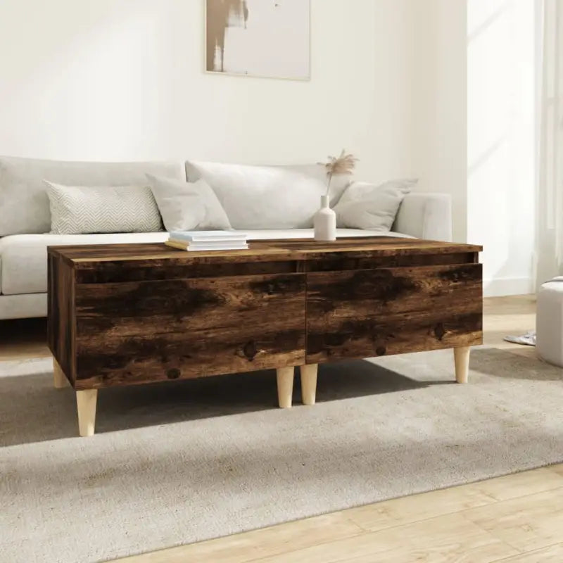 Bijzettafels met bewerkt hout en houten poten voor een Scandinavisch interieur - Gerookt eiken / 2 - Bijzettafels
