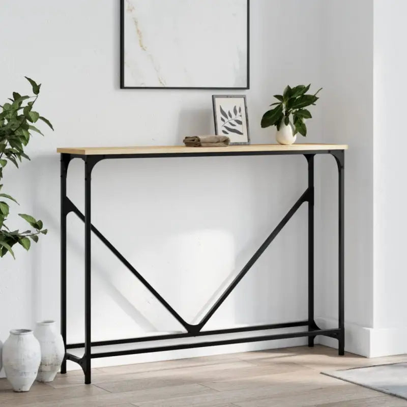 Bijzettafels met bewerkt hout en metalen frame voor een elegante look - Sonoma eiken / 1 - Bijzettafels