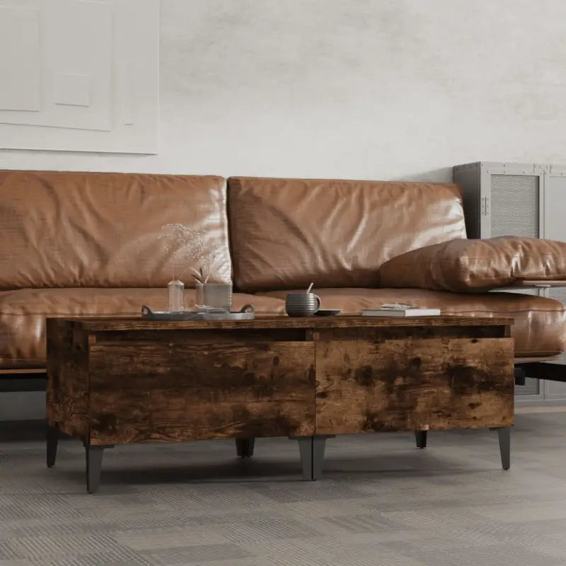 Bijzettafels met bewerkt hout voor een industriële woonkamerstijl - Gerookt eiken / 2 - Bijzettafels