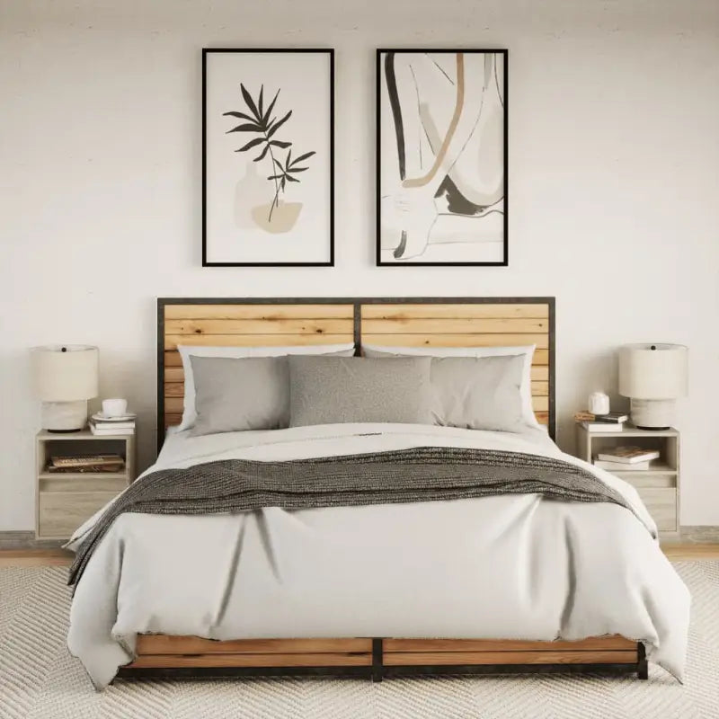 Bijzonder nachtkastje van bewerkt hout met LED-verlichting voor je slaapkamer - Nachtkastjes