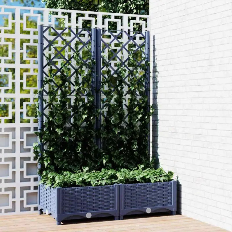 Bloempot met latwerk voor klimplanten in tuin of terras - Blauwgrijs / 80 x 40 x 121.5 cm / 1 - Bloempotten &