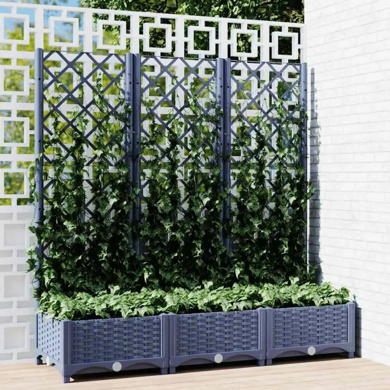 Bloempot met latwerk voor klimplanten in tuin of terras - Blauwgrijs / 120 x 40 x 121.5 cm / 1 - Bloempotten &