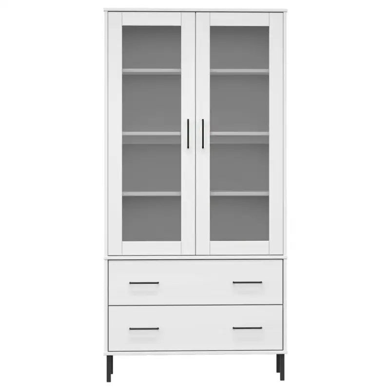 Boekenkast met massief grenenhout en metalen poten voor rustiek interieur - Wit / 1 - Boekenkasten