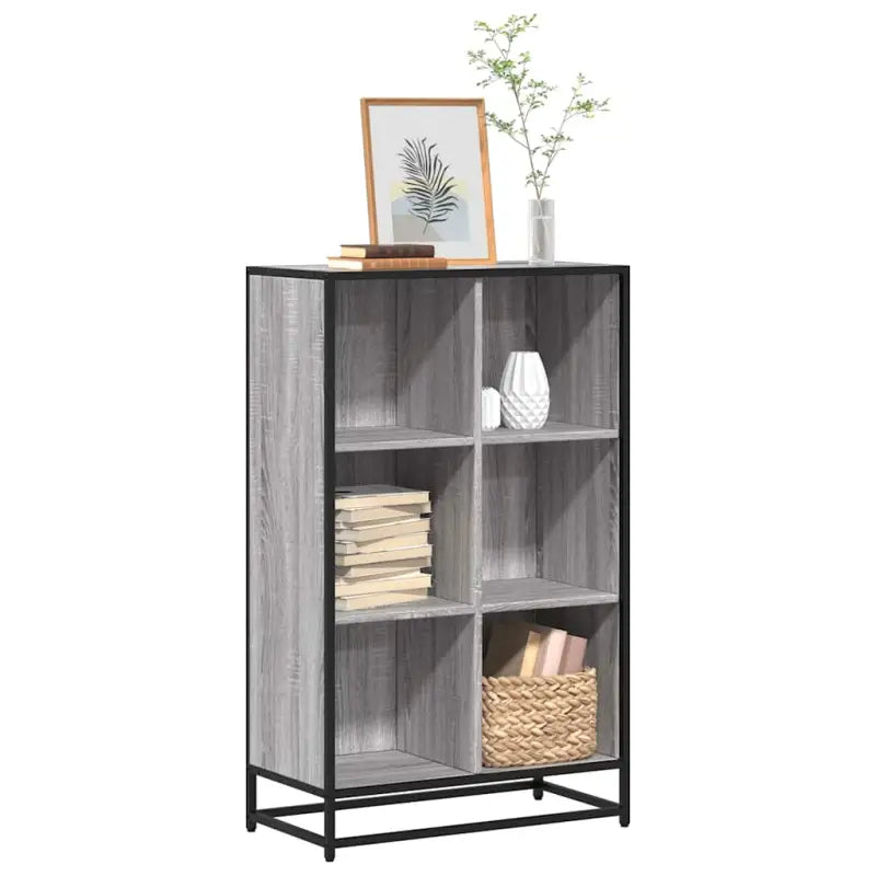 Boekenkast van bewerkt hout met industrieel metalen frame - Grijs sonoma / 65.5 x 33 x 107.5 cm / 1 - Boekenkasten