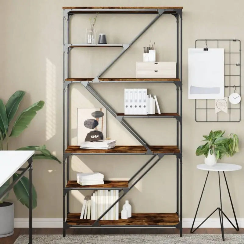 Boekenkast van bewerkt hout met verstelbare poten voor extra opbergruimte - Gerookt eiken / 1 - Boekenkasten