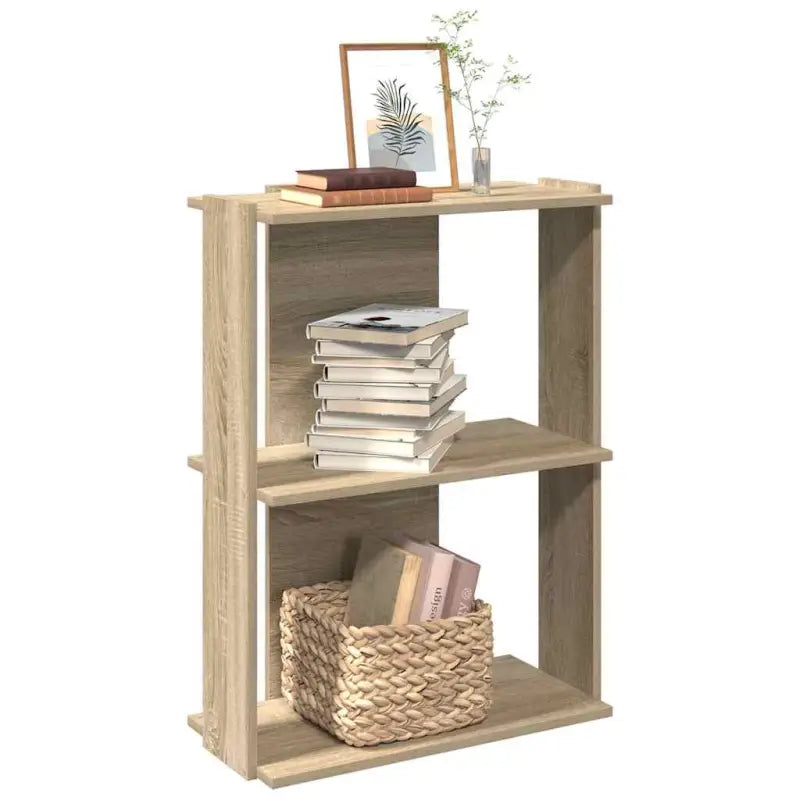Boekenkast van massief teakhout met bewerkt hout voor stijl en organisatie - Sonoma eiken / 60 x 30 x 80 cm / 1