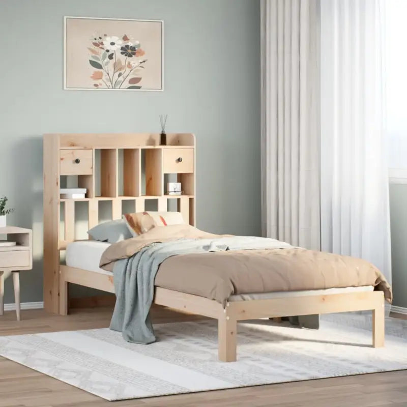 Boekenkastbed in massief grenenhout met optimale totale afmetingen - Naturel / 90 x 200 cm - Bedden & bedframes