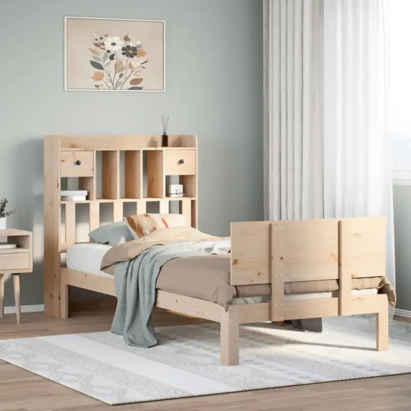 Boekenkastbed in massief grenenhout met perfecte totale afmetingen - Naturel / 90 x 200 cm - Bedden & bedframes