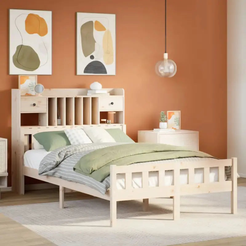 Boekenkastbed in massief grenenhout met perfecte totale afmetingen - Naturel / 120 x 190 cm - Bedden & bedframes