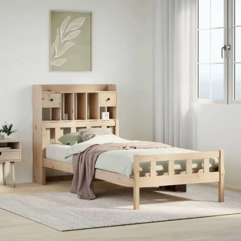 Boekenkastbed in massief grenenhout met perfecte totale afmetingen - Naturel / 100 x 200 cm - Bedden & bedframes