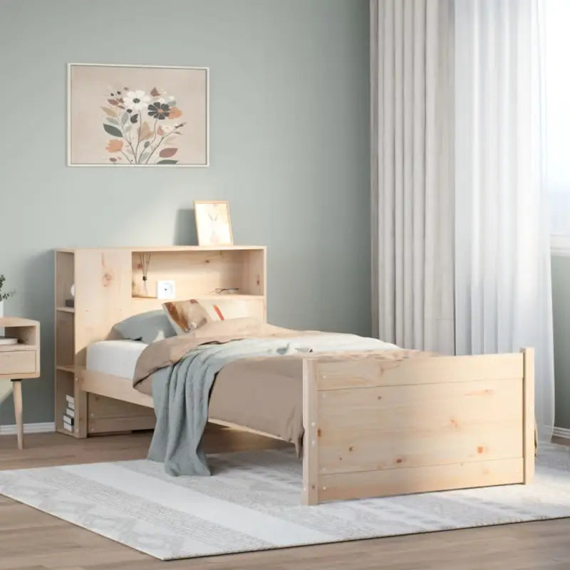 Boekenkastbed met massief grenenhout en ideale totale afmetingen - Naturel / 90 x 200 cm - Bedden & bedframes