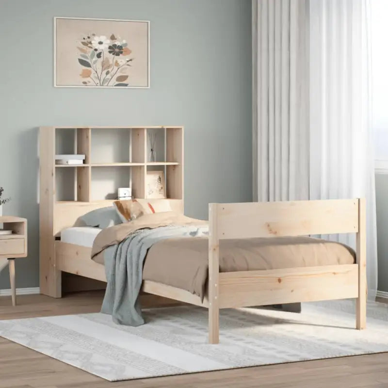 Boekenkastbed met massief grenenhout en ideale totale afmetingen - Naturel / 100 x 200 cm - Bedden & bedframes