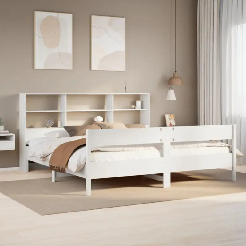 Boekenkastbed met massief grenenhout en ideale totale afmetingen - Wit / 200 x 200 cm - Bedden & bedframes