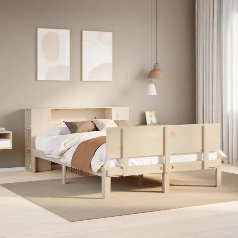 Boekenkastbed van massief grenenhout met aantrekkelijke totale afmetingen - Naturel / 120 x 200 cm - Bedden & bedframes