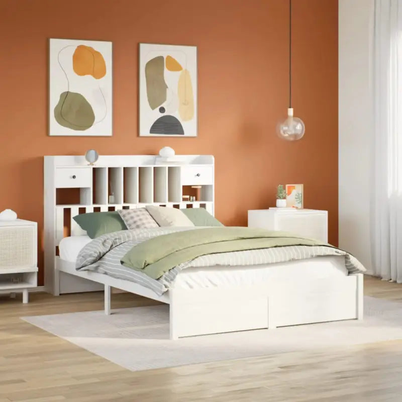 Boekenkastbed van massief grenenhout met comfortabele totale afmetingen - Wit / 160 x 200 cm - Bedden & bedframes