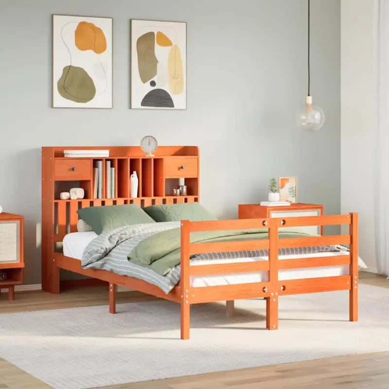 Boekenkastbed van massief grenenhout met comfortabele totale afmetingen - Wasbruin / 120 x 200 cm - Bedden & bedframes