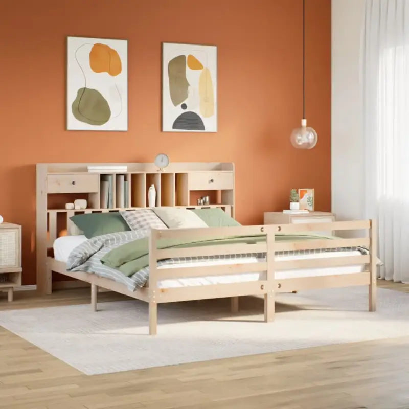 Boekenkastbed van massief grenenhout met comfortabele totale afmetingen - Naturel / 200 x 200 cm - Bedden & bedframes