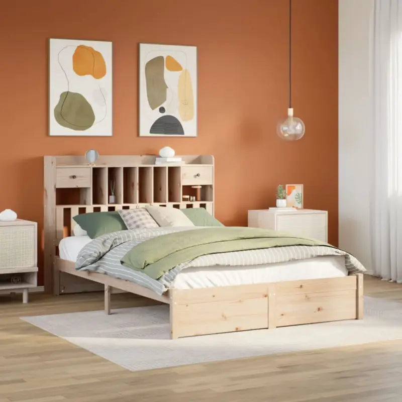 Boekenkastbed van massief grenenhout met comfortabele totale afmetingen - Naturel / 140 x 190 cm - Bedden & bedframes