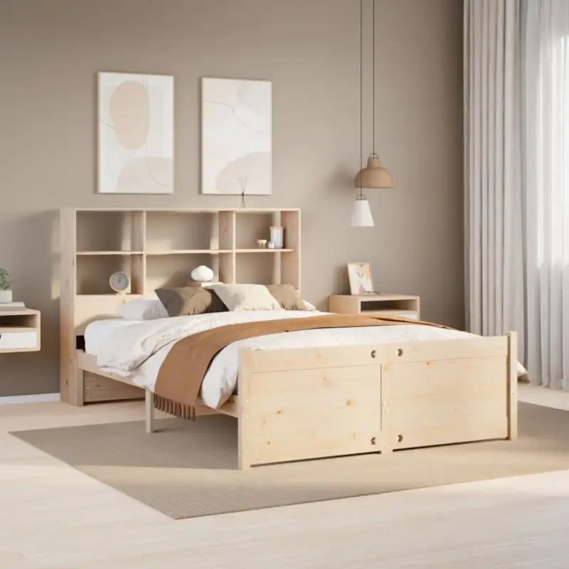 Boekenkastbed van massief grenenhout met duurzame totale afmetingen - Naturel / 135 x 190 cm - Bedden & bedframes