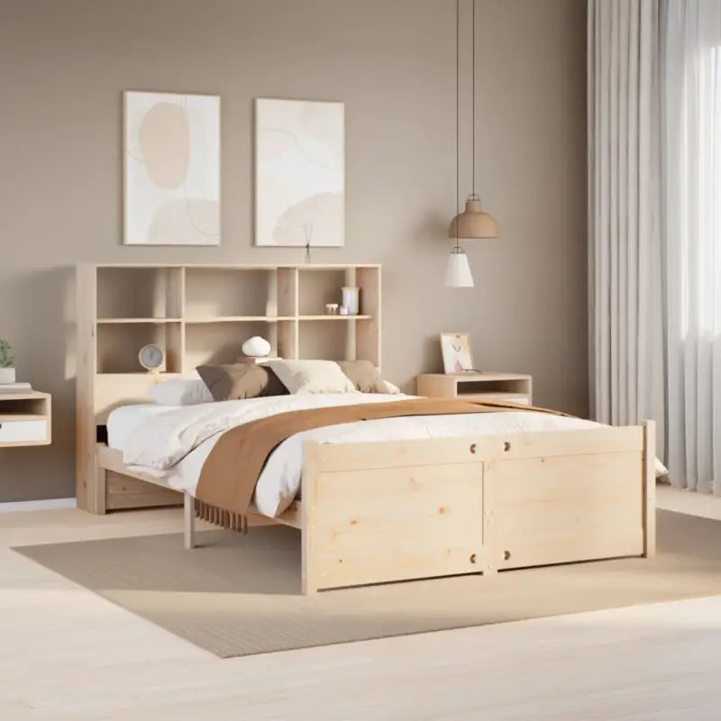 Boekenkastbed van massief grenenhout met duurzame totale afmetingen - Naturel / 150 x 200 cm - Bedden & bedframes