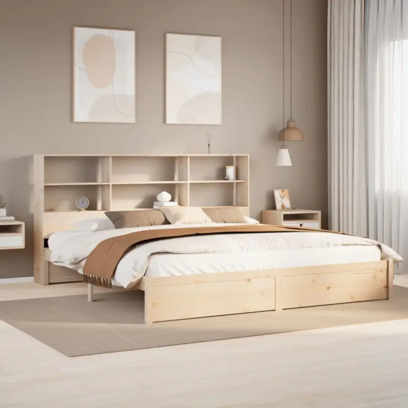 Boekenkastbed van massief Grenenhout met grote totale afmetingen - Naturel / 180 x 200 cm - Bedden & bedframes