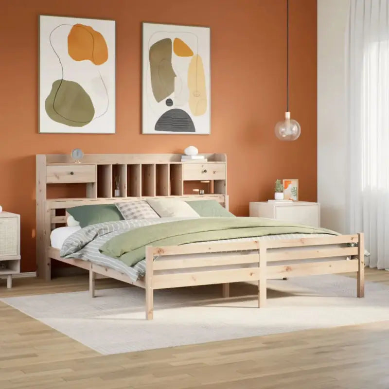 Boekenkastbed van massief grenenhout met ideale totale afmetingen - Naturel / 200 x 200cm - Bedden & bedframes