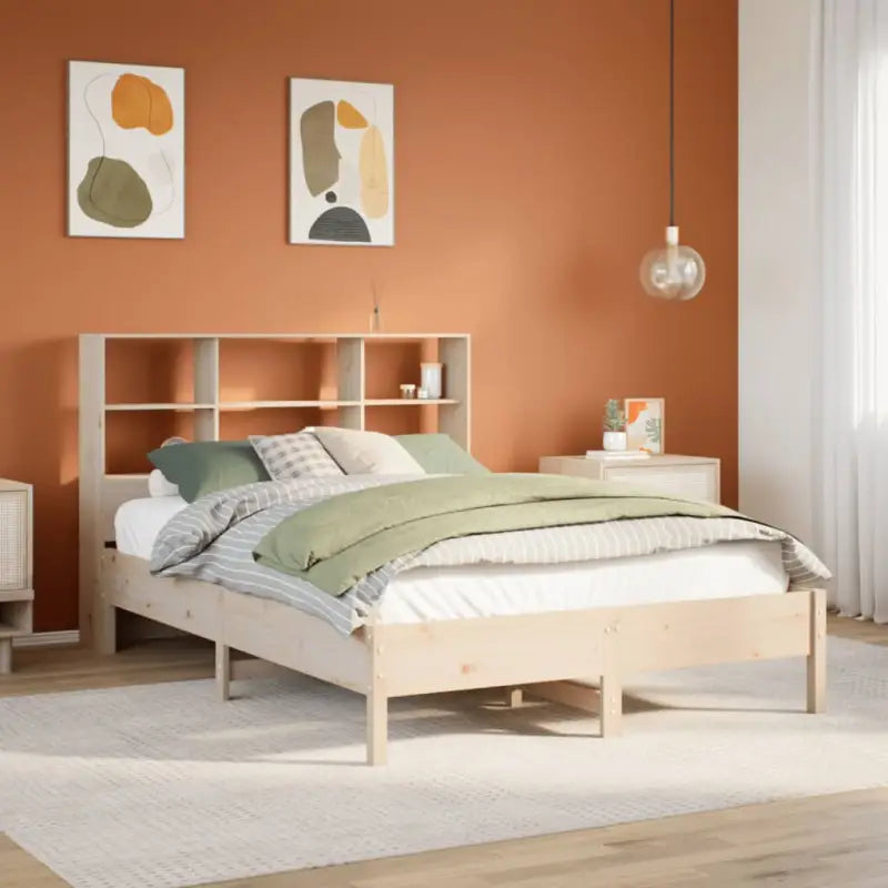 Boekenkastbed van massief grenenhout met ideale totale afmetingen - Naturel / 120 x 200 cm - Bedden & bedframes