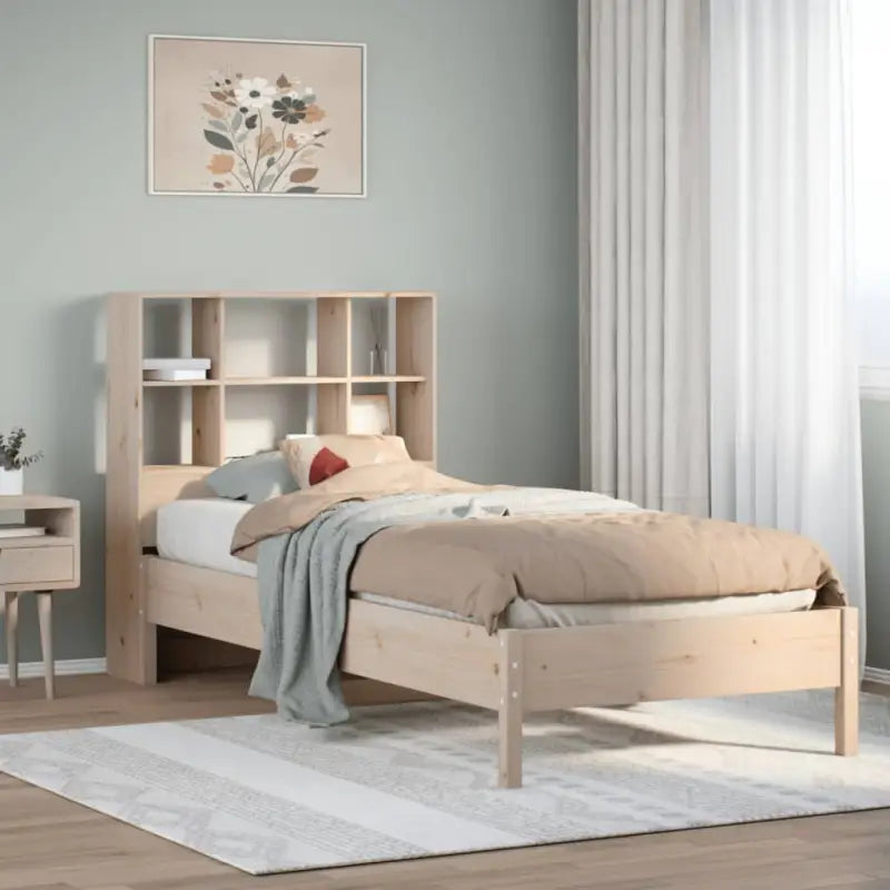 Boekenkastbed van massief grenenhout met ideale totale afmetingen - Naturel / 90 x 190 cm - Bedden & bedframes