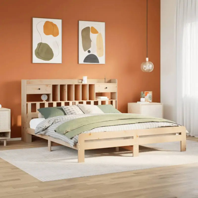 Boekenkastbed van massief grenenhout met ideale totale afmetingen - Naturel / 200 x 200 cm - Bedden & bedframes