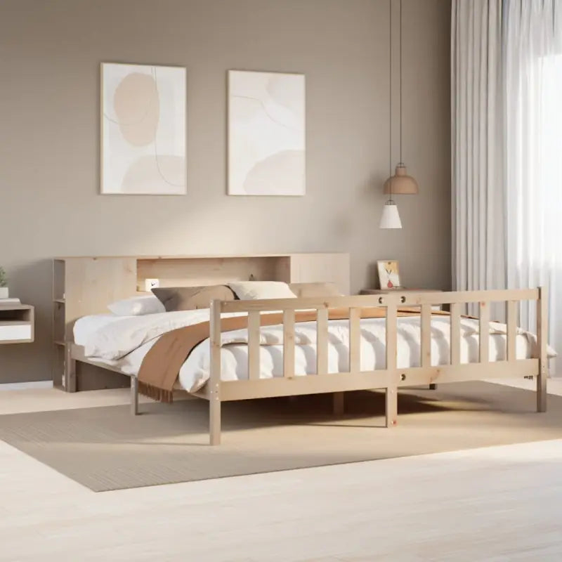 Boekenkastbed van massief grenenhout met ideale totale afmetingen - Naturel / 180 x 200 cm - Bedden & bedframes