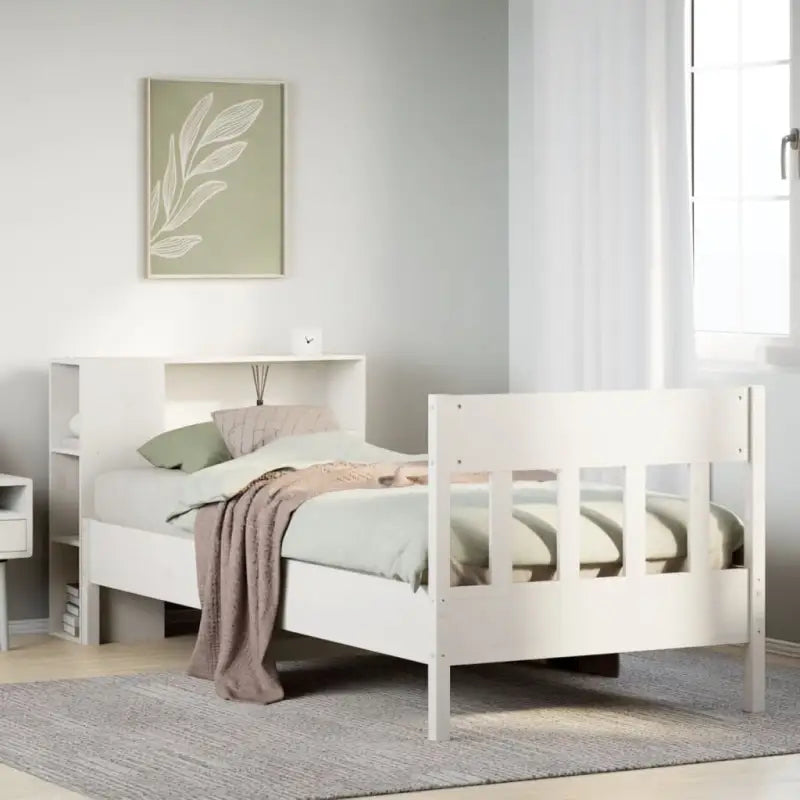 Boekenkastbed van massief grenenhout met ideale totale afmetingen - Wit / 100 x 200 cm - Bedden & bedframes