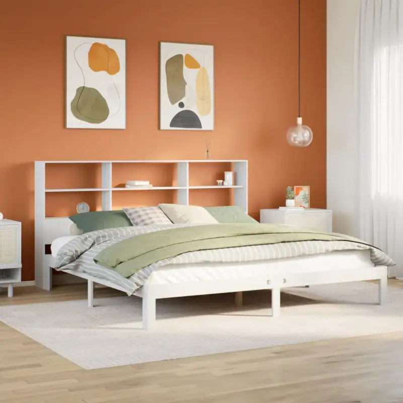 Boekenkastbed van massief grenenhout met ideale totale afmetingen - Wit / 180 x 200 cm - Bedden & bedframes