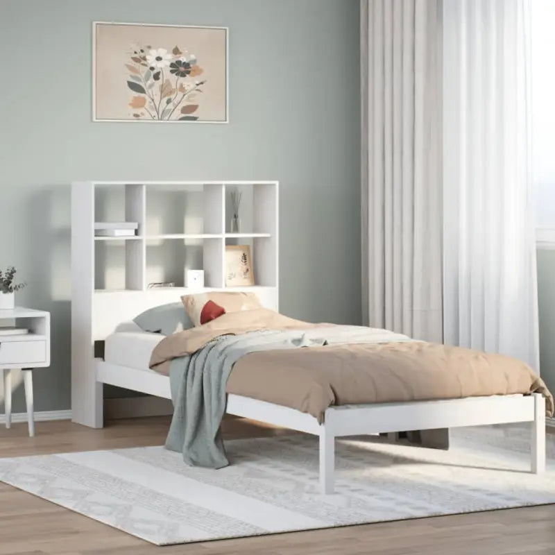 Boekenkastbed van massief grenenhout met optimale totale afmetingen - Wit / 90 x 190 cm - Bedden & bedframes