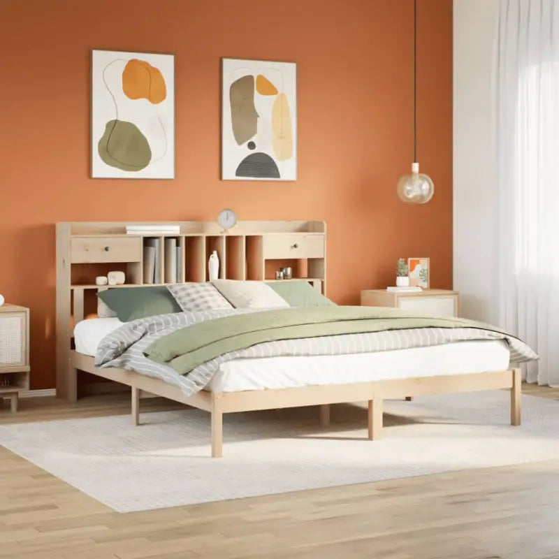 Boekenkastbed van massief grenenhout met optimale totale afmetingen - Naturel / 180 x 200 cm - Bedden & bedframes